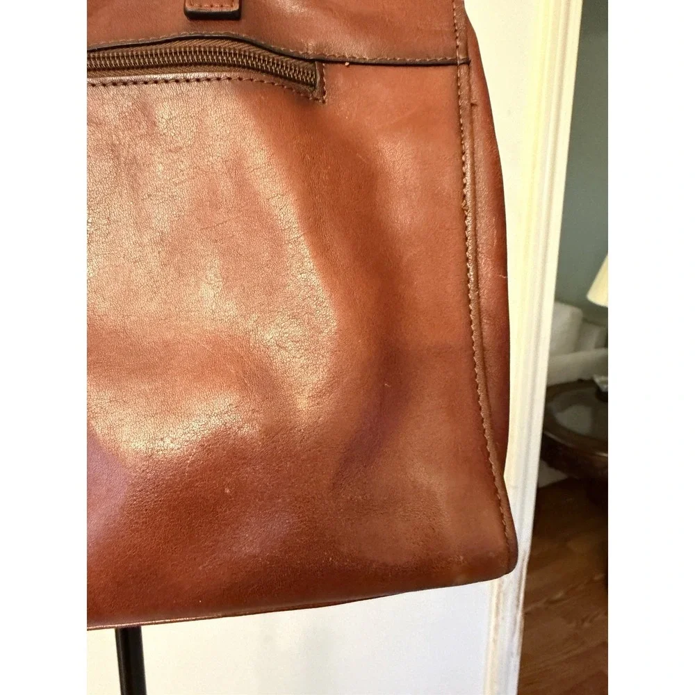 Banuce Full-Grain Italian Vegetable-Tanned Leather Satchel Handbag Red/Brown